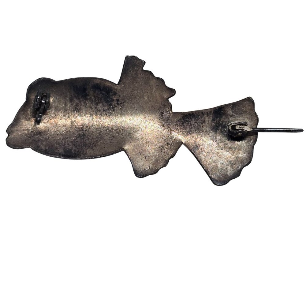 Zarah 925 Sterling Enamel Blue Boxfish Brooch Pin Hand Painted by Linda Bolhuis - Picture 4 of 7